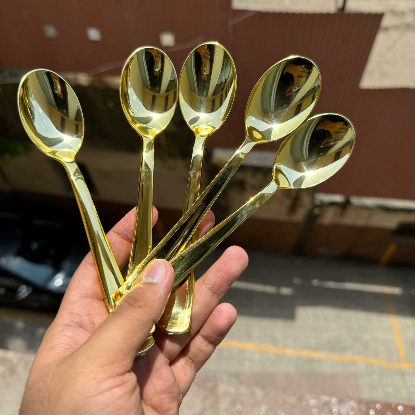 Gold Chrome Disposable Spoon 25 pc