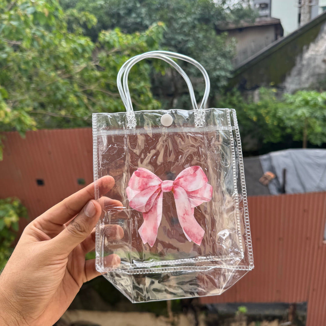 Nia PVC Printed Bag (10pc) ~ Pink Bow