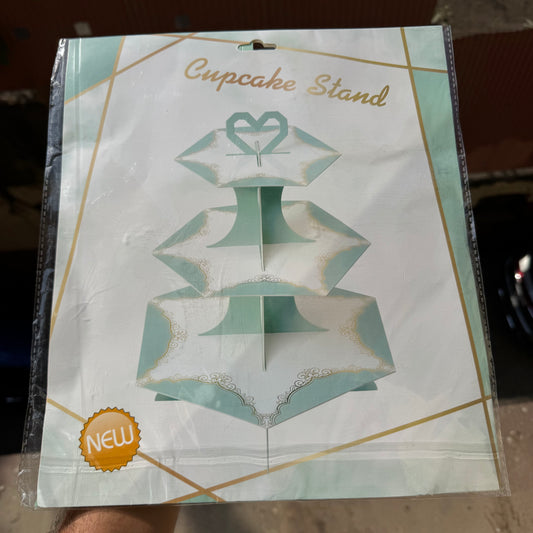 3 Tier Cupcake Stand Mint Green Marble