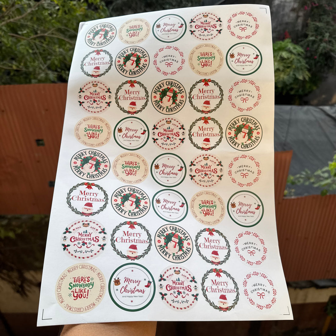 Christmas Round Sticker Sheet ~ 40 Stickers