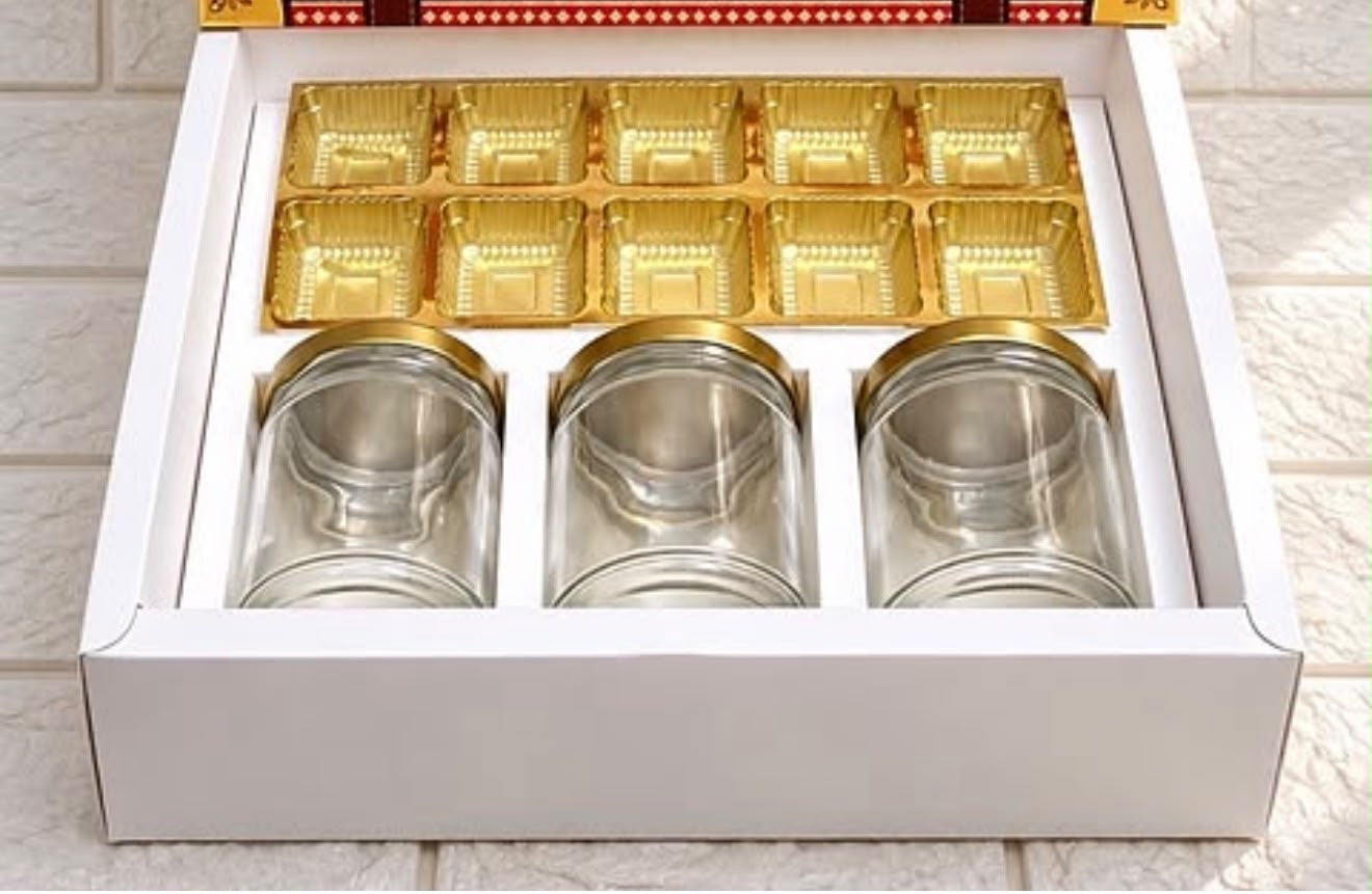 Top Tier Diwali Hamper Box With Premium Cavity Inserts (10pc) • [Box + Cavity + Ribbon Included]
