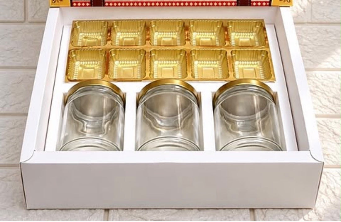 Top Tier Diwali Hamper Box With Premium Cavity Inserts (10pc) • [Box + Cavity + Ribbon Included]