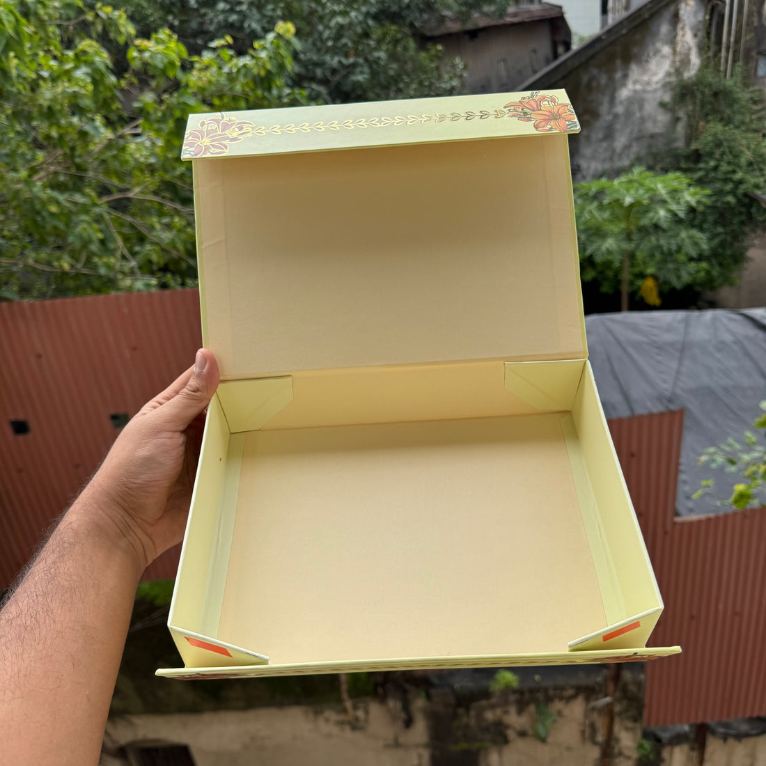 Premium Rigid Mithai / Hamper Box | Collapsible (1pc) ~ Light Yellow