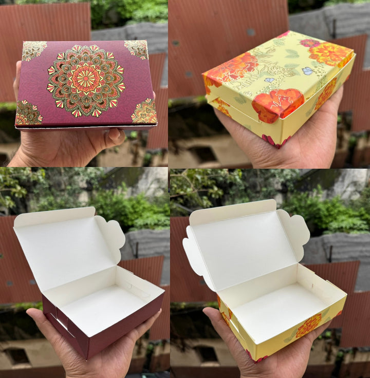 Kohinoor Collection 6Cavity Size Box For 2 Brownie with Foil Detailing (10pc)