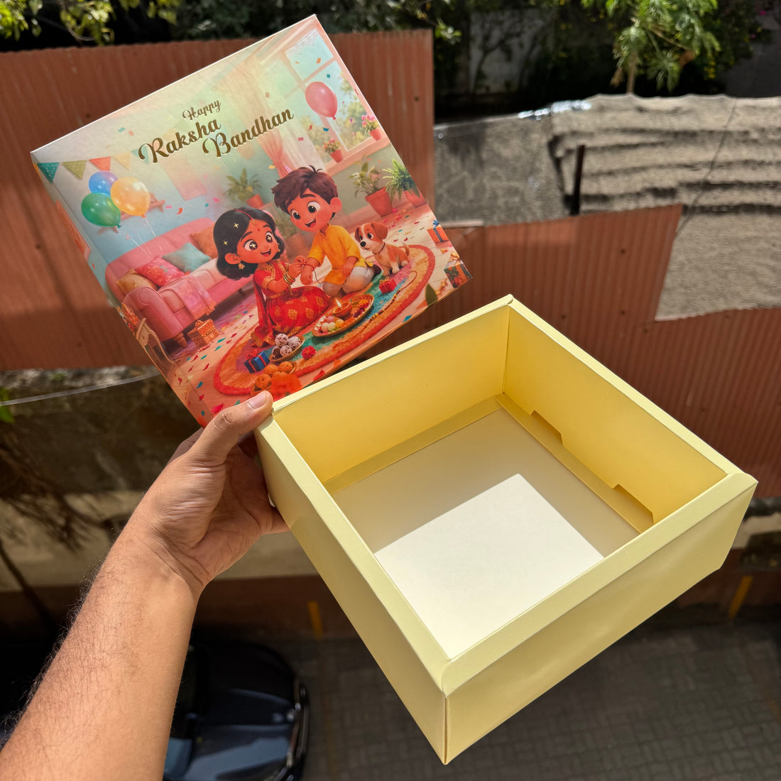 Rakhi Top Bottom Hamper Box • BK-91 Yellow