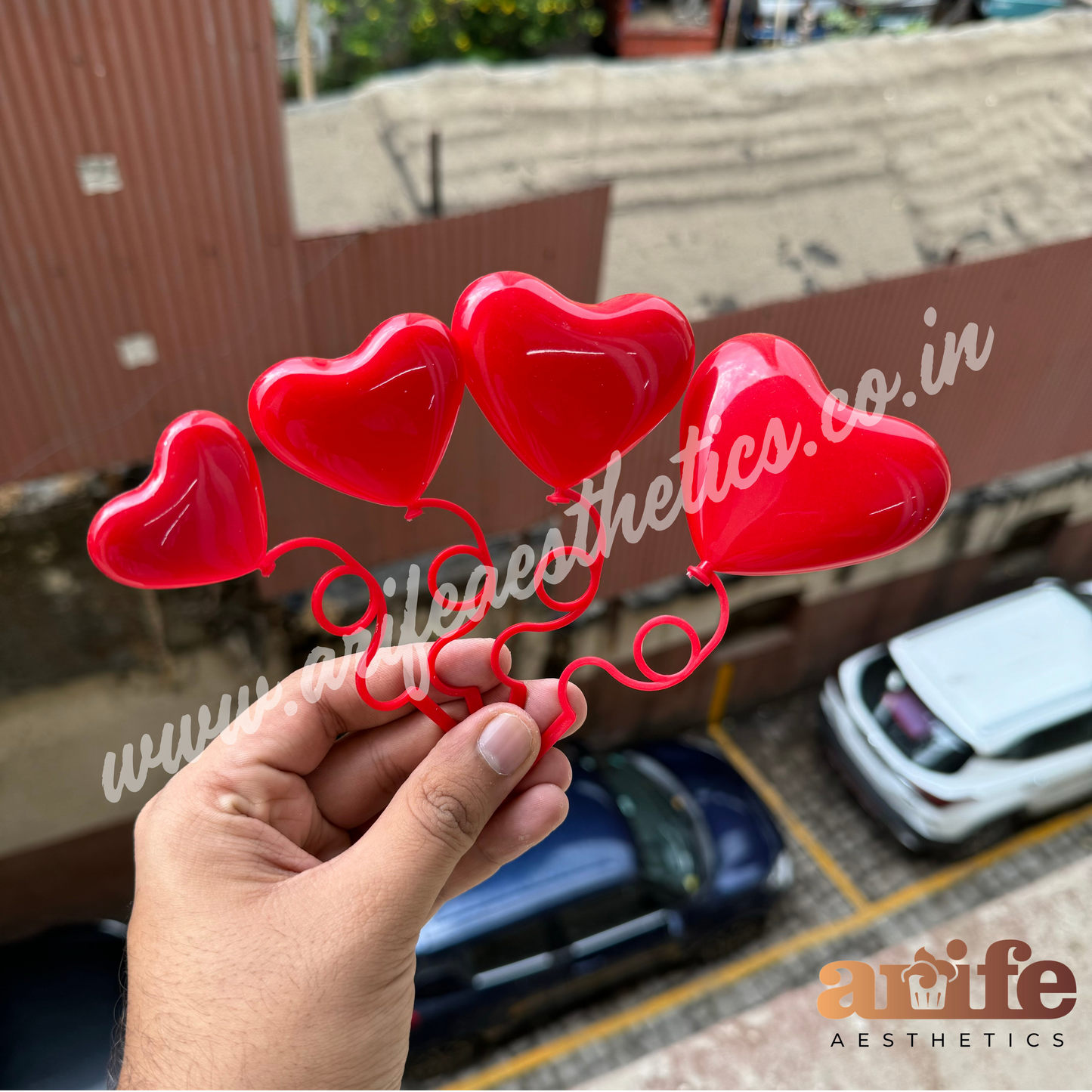 Red Twistie Heart Topper 4pcs Set