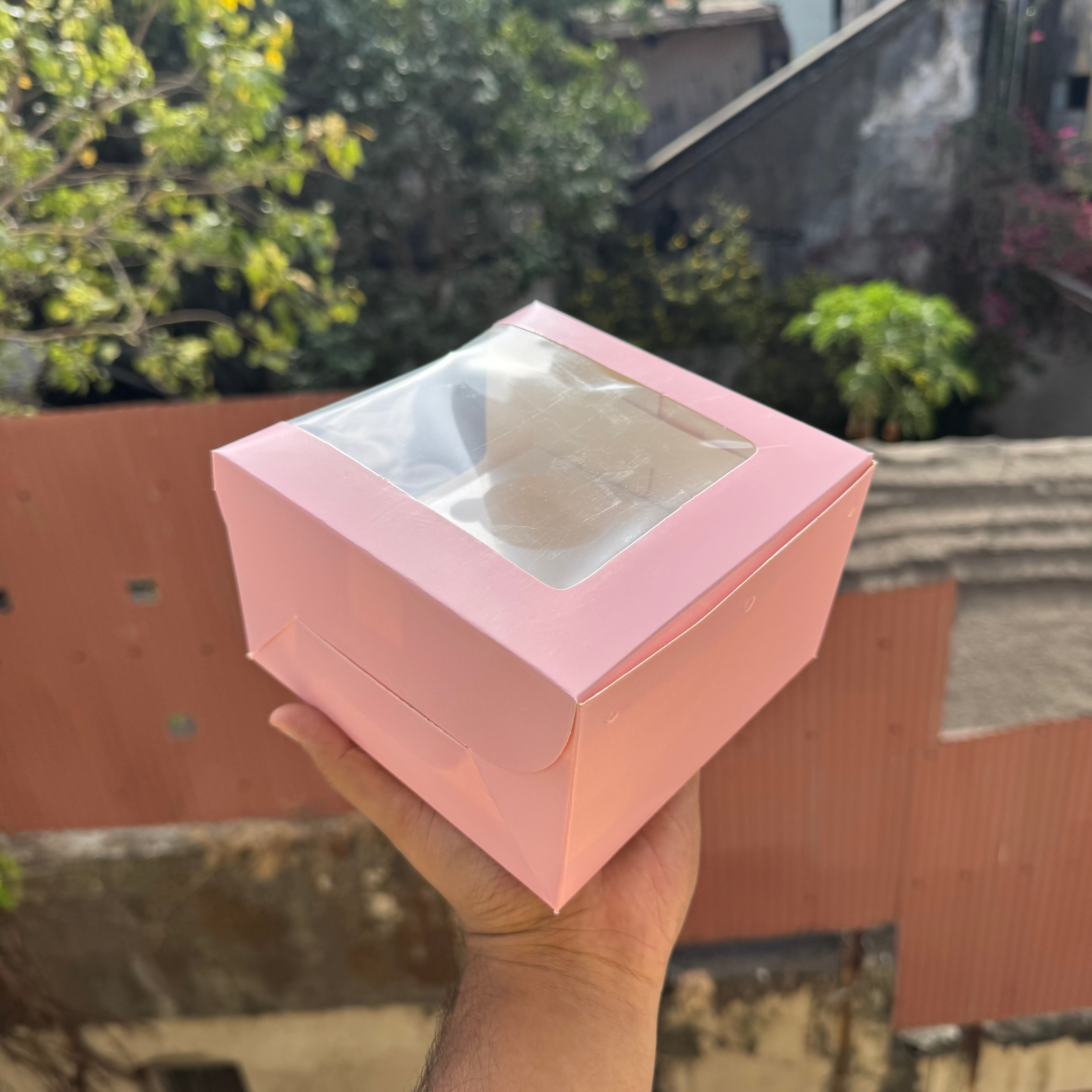 4 Cupcake L Shape Window Box Pink (10pc)