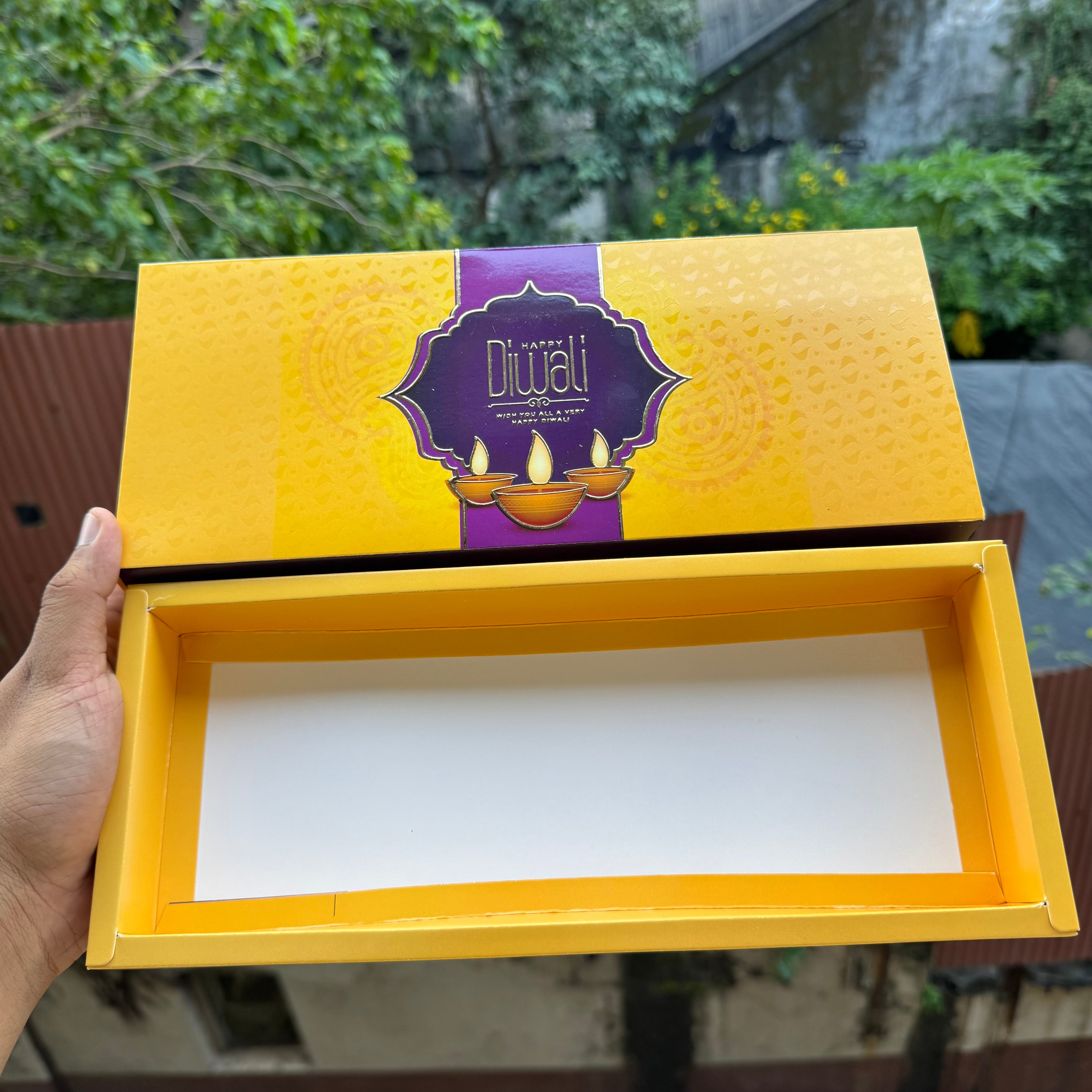 Diwali Slider Box (10pc) || 12 Cavity Size ~ Yellow & Plum