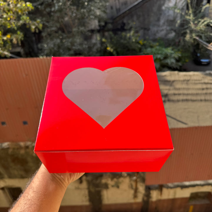 8inch Red Cake Box With Heart Cutout (1pc) - Valentine