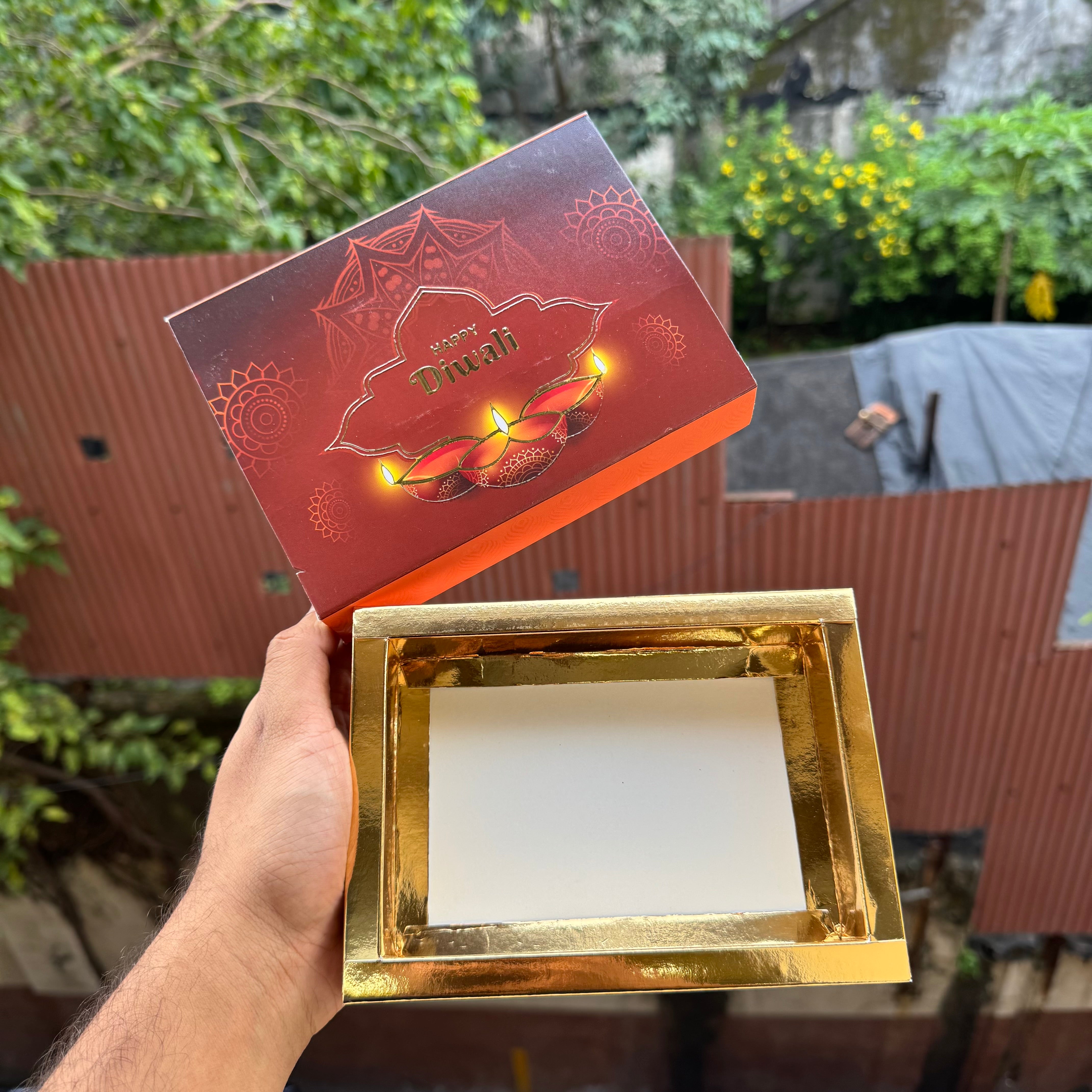 Diwali Slider Box (10pc) || 6 Cavity Size ~ Brown & Amber