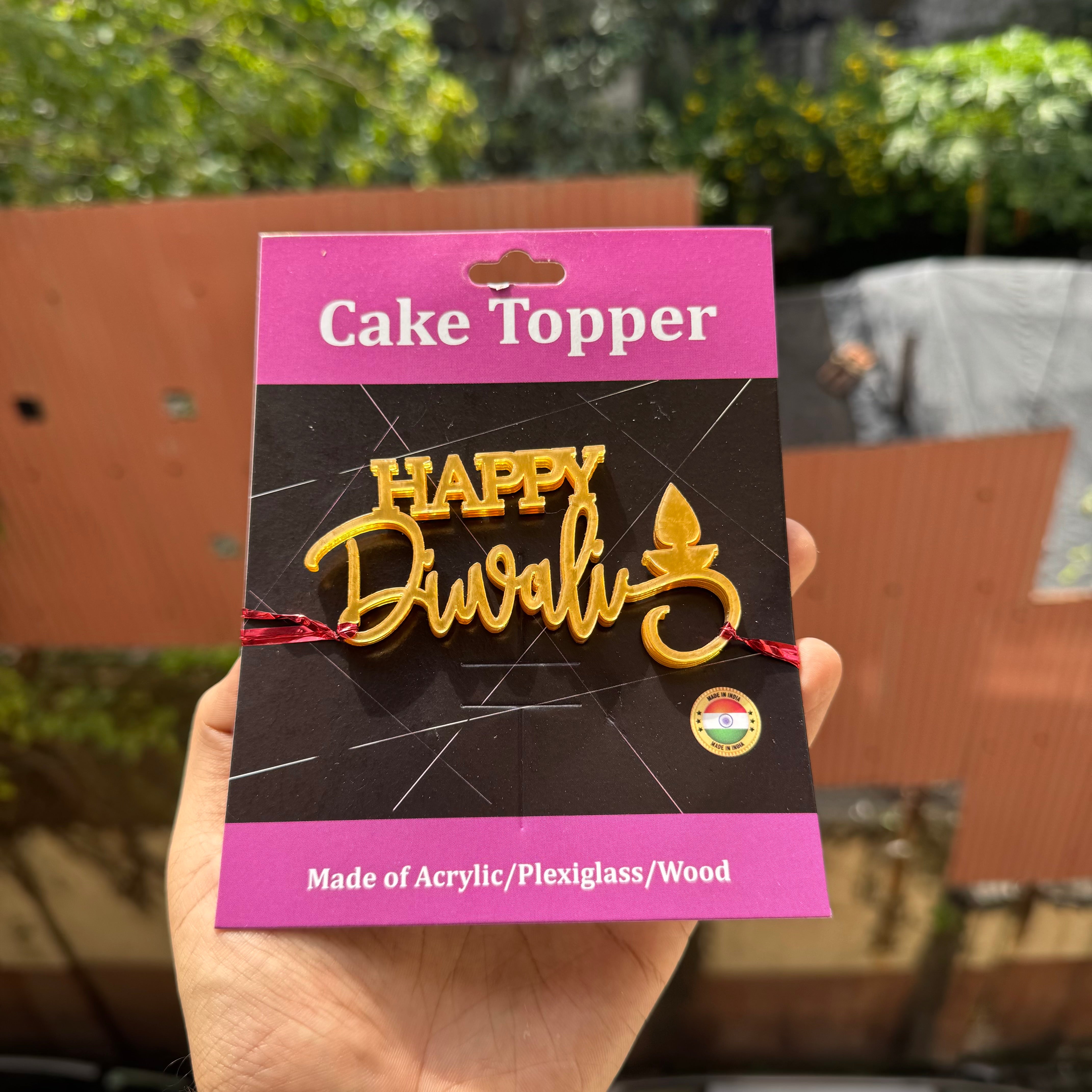 Diwali Acrylic Charm Sticker (5pc) ~ Happy Diwali 🪔