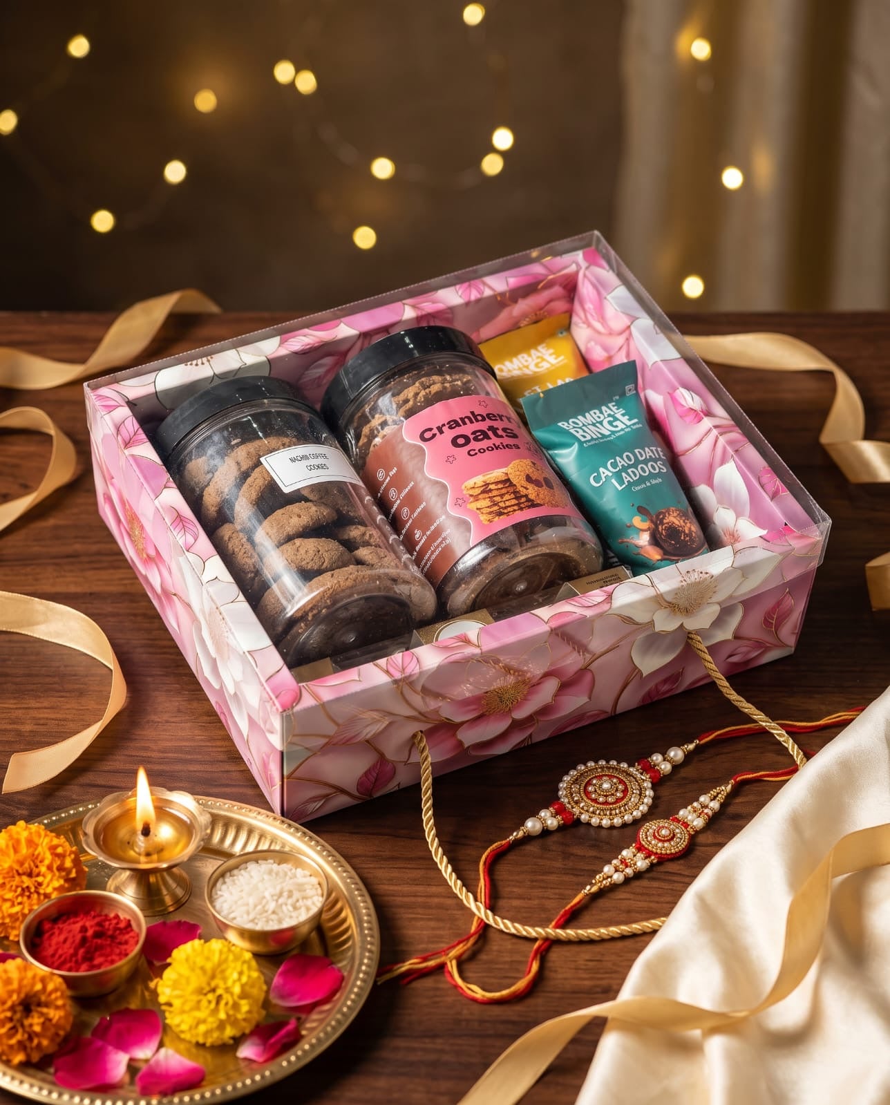 Floral Hamper Box With Transparent Lid & String (10pc) ~ Rosè