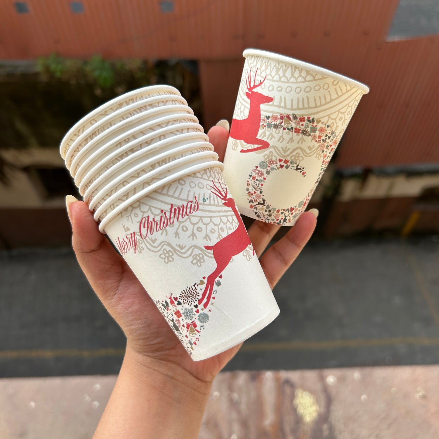 Christmas Disposables - Xmas Paper Cups 210ml (10pcs)