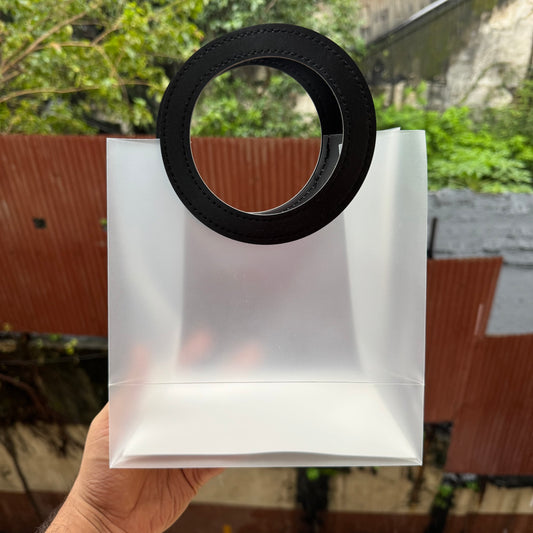 Pvc Frosted Round Bag 8x9 (10pc) Black