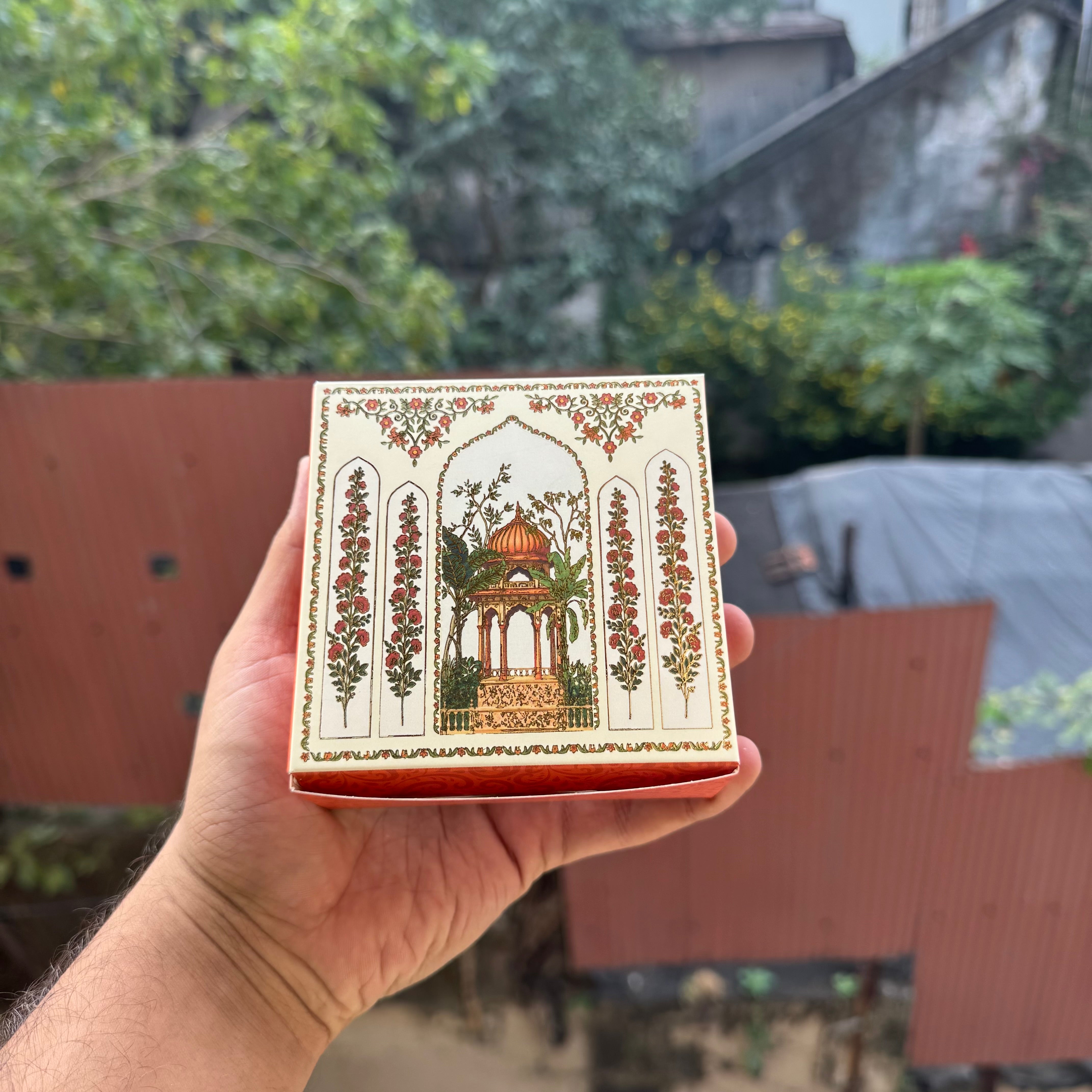 Shahi Collection 4Cavity Box For Chocolates / Brownies / Truffles / Candles and More with Gold Foiling Detailing (10pc) WITH Cavity