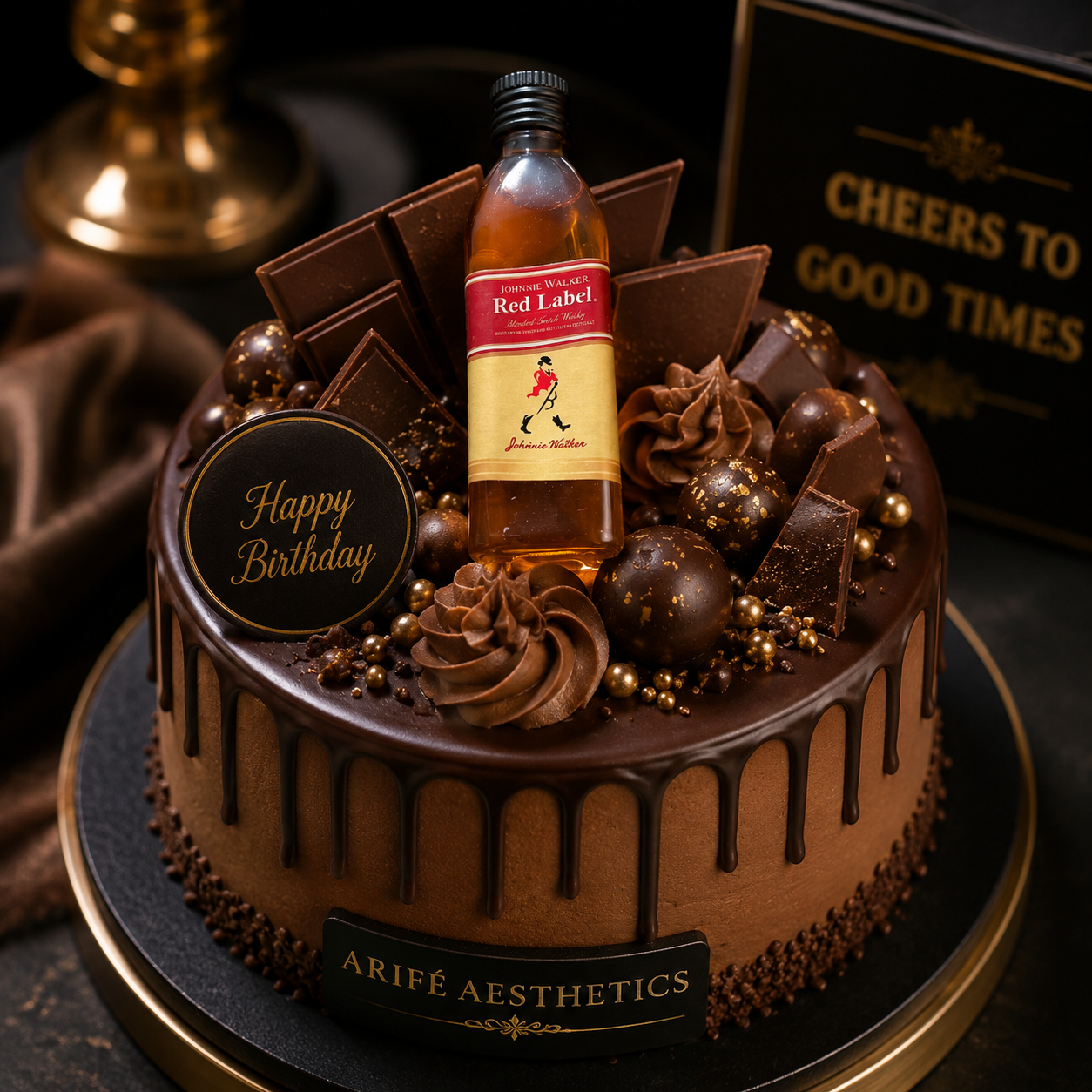 Whiskey Theme Cake Topper – Mini Dummy Alcohol Bottle