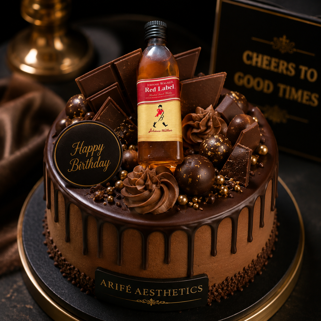 Whiskey Theme Cake Topper – Mini Dummy Alcohol Bottle