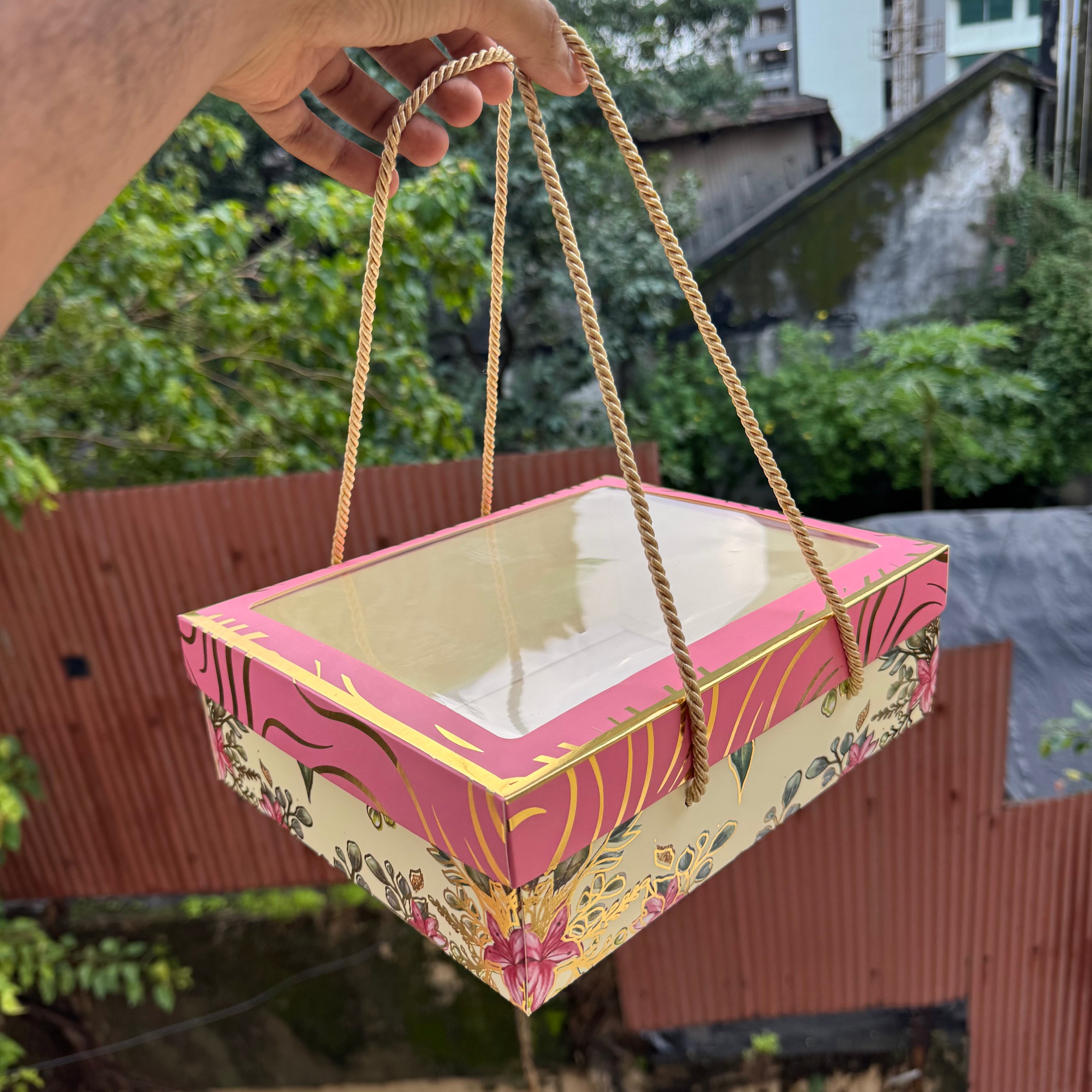Tyohar Collection Pink Top Bottom Hamper Box (10 pc)