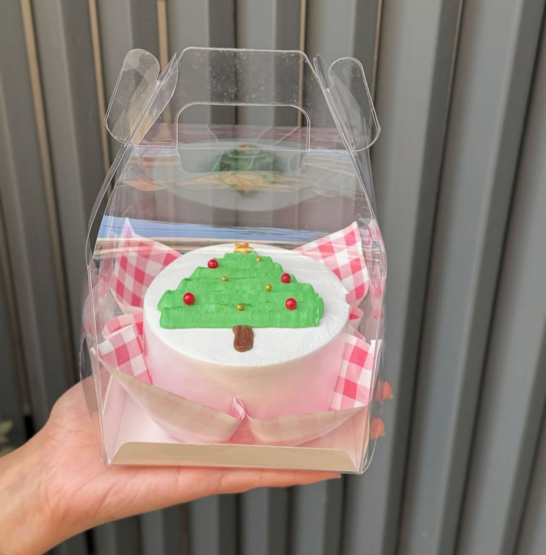 Cake Box Transparent With Handle (10pc) 4.5x4.5x4.5inch