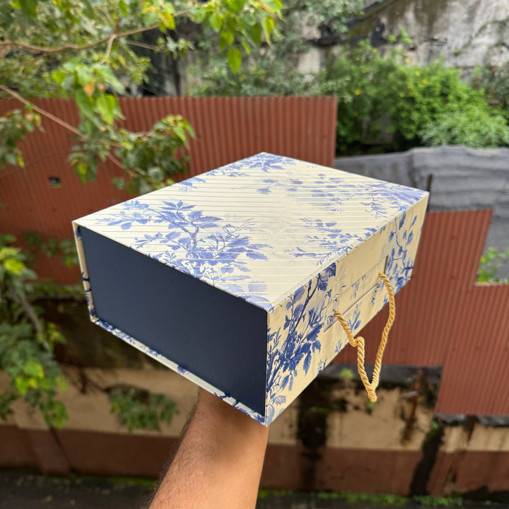 Premium Aesthetic Floral Print Collapsible Hamper Box with Gold Foiling Detailing