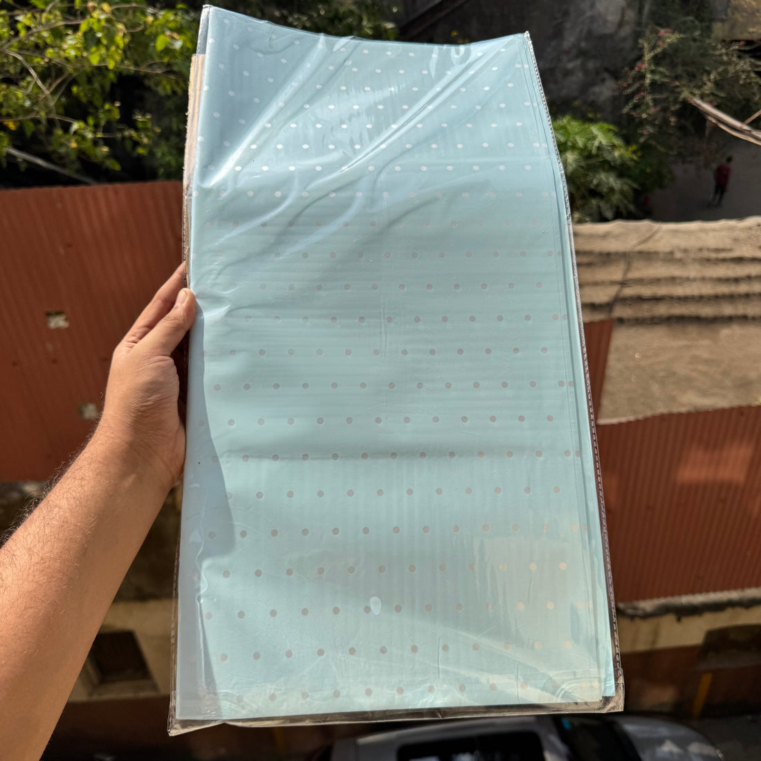 Bouquet Wrapping Sheet - Polka Dot - Baby Blue (20 sheets)