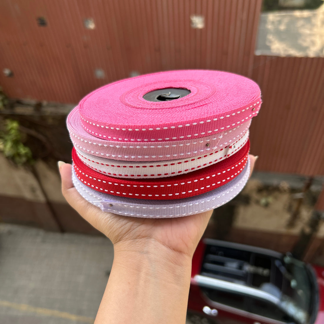 Korean Stitch Ribbon Roll White