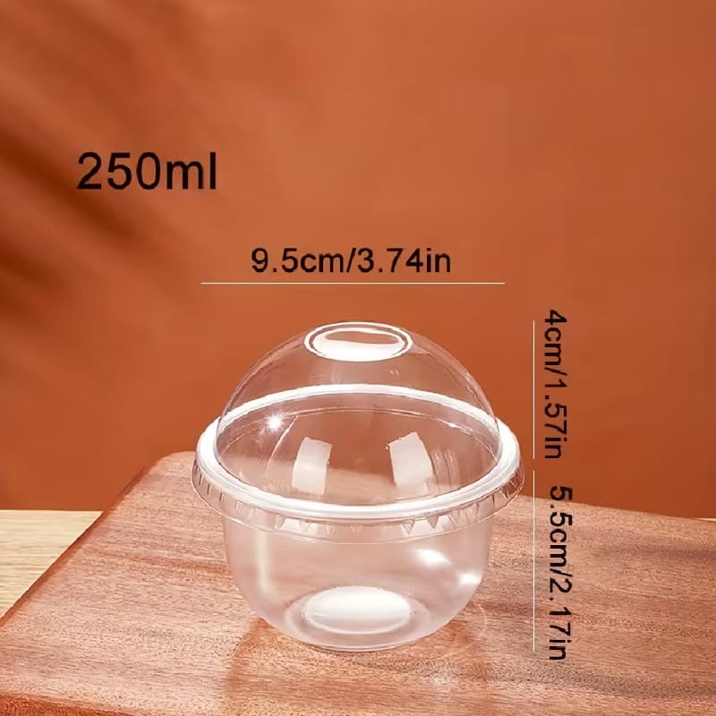 Korean Round Pet Containers For Dessert , Mousse , Parfait • 250ml • 95250U (10pc)