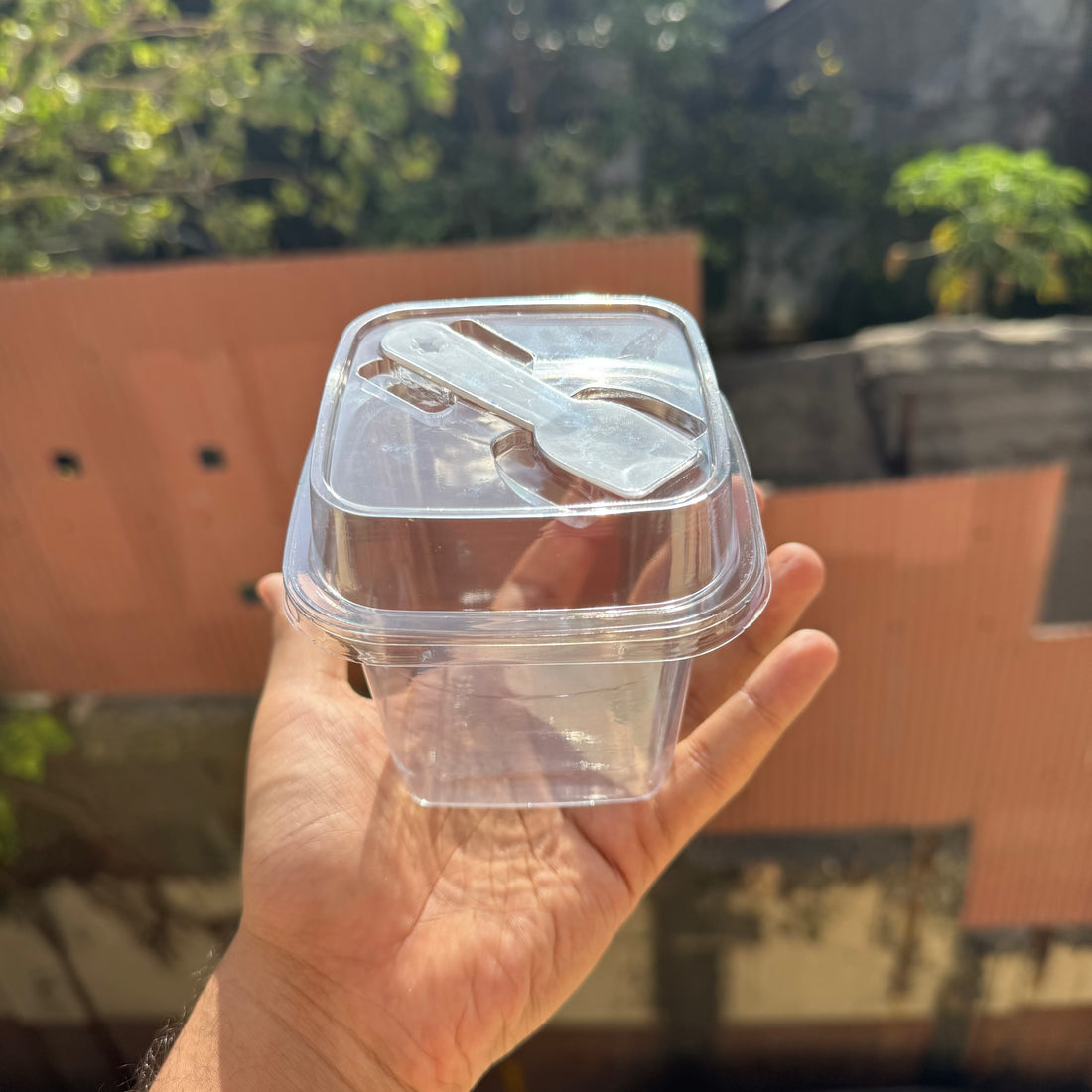 PVC Dessert Container With Spoon (10pc) • B10-8
