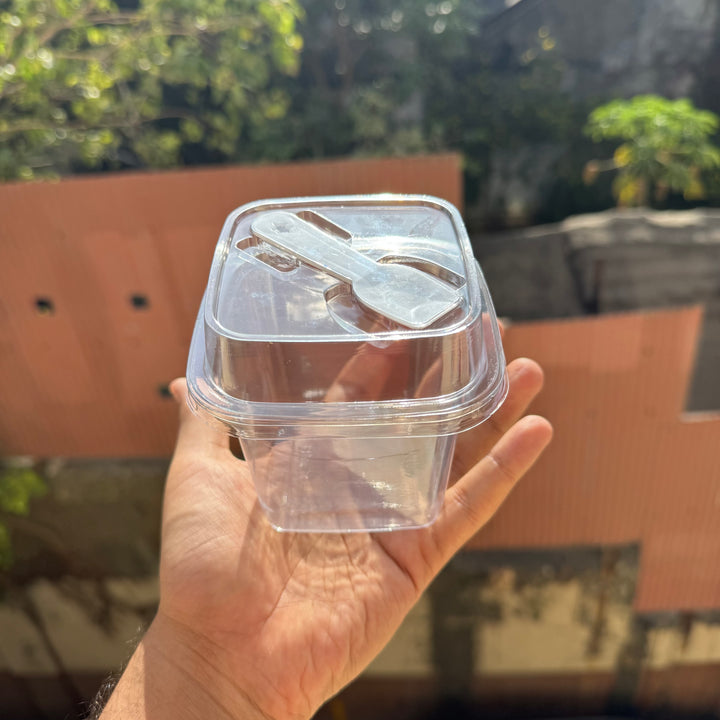PVC Dessert Container With Spoon (10pc) • B10-8