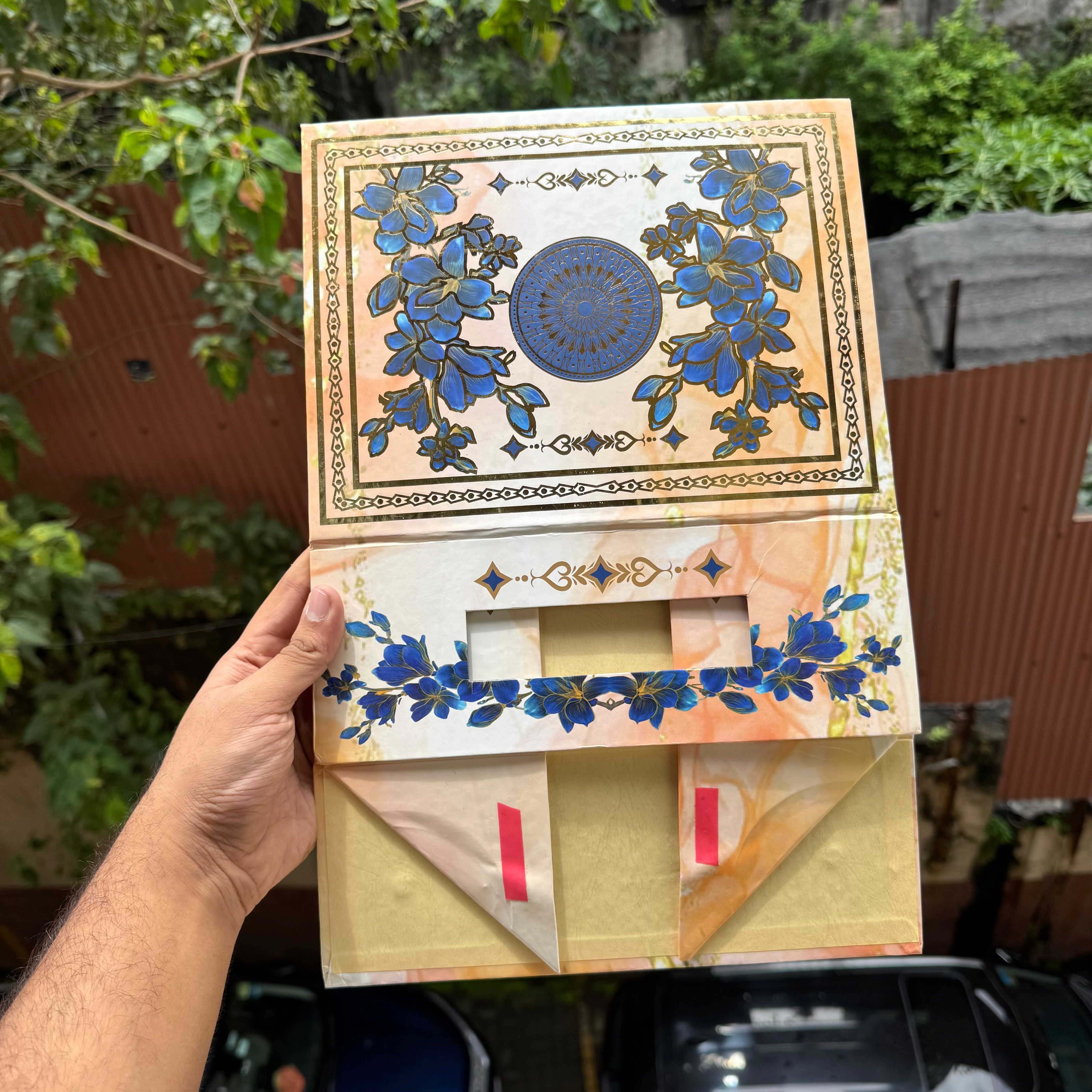 Bespoke Collapsible Hamper Boxes With Gold Foiling Detail and Handle