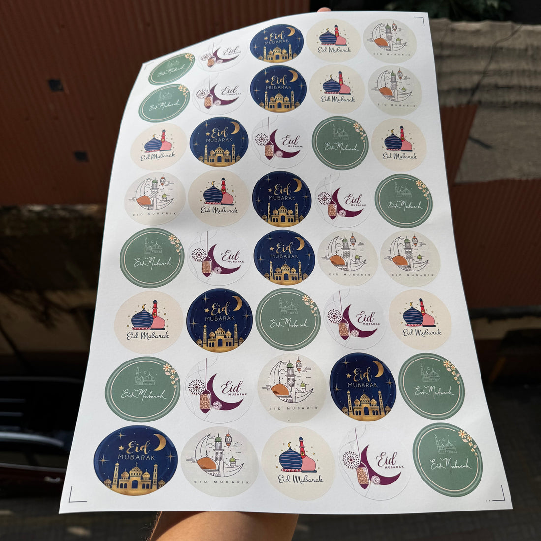 Round Cut Premium Eid Sticker Sheet