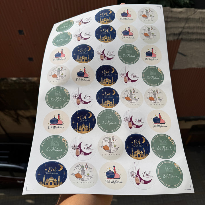 Round Cut Premium Eid Sticker Sheet
