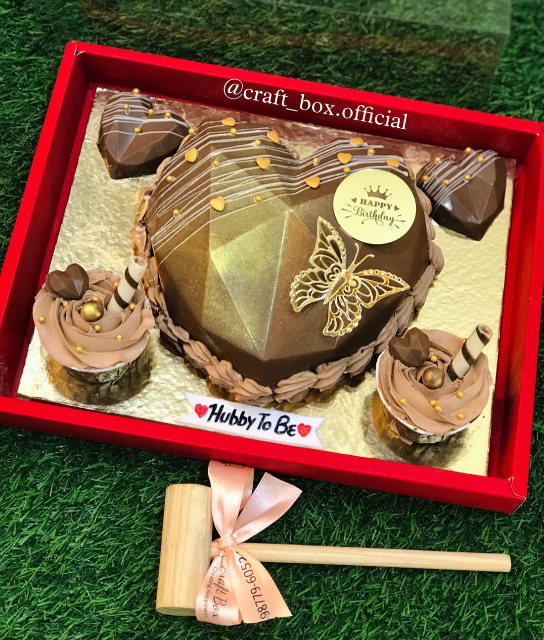 Cake and Flower Big Display Hamper Box Red (5pc) #New