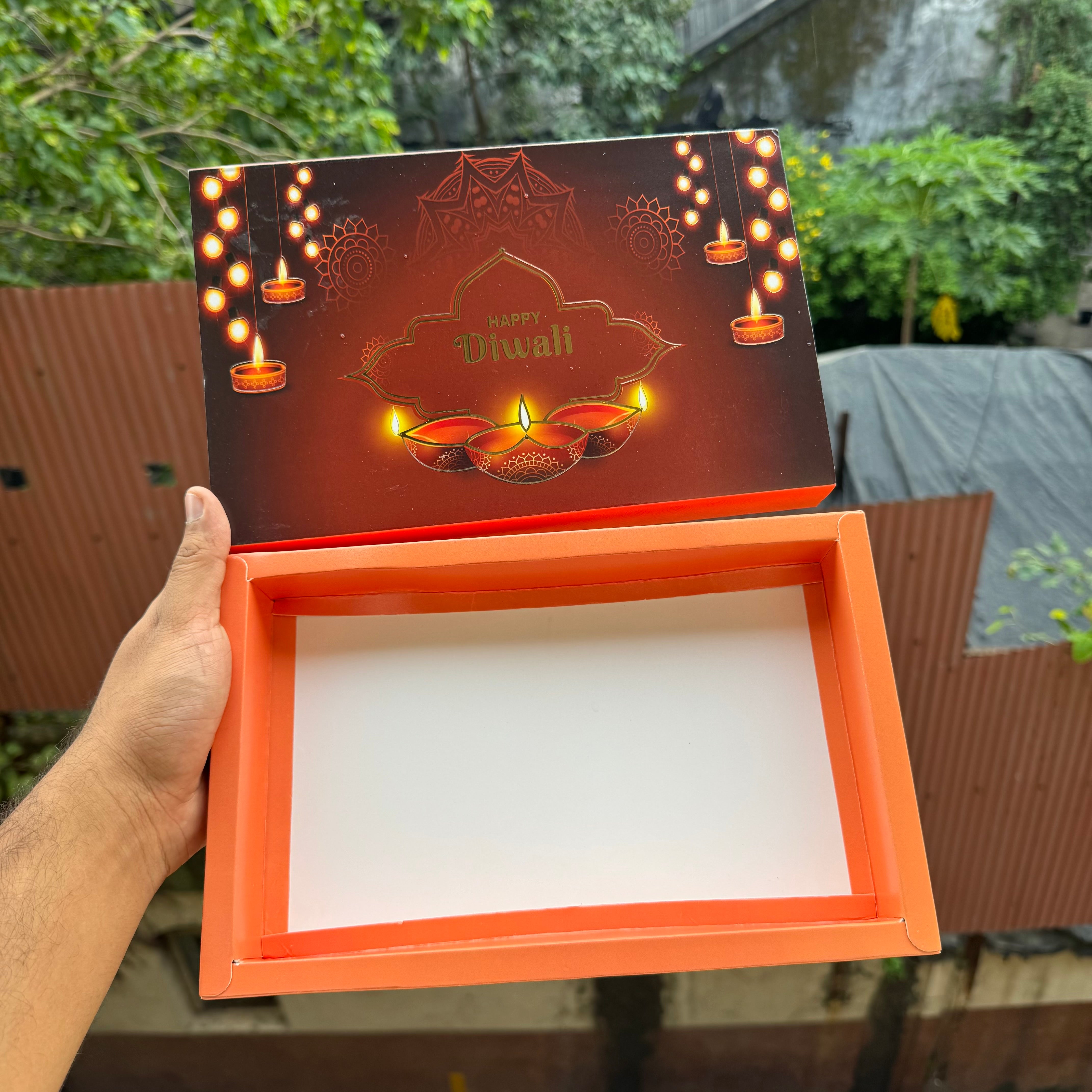 Diwali Slider Box (10pc) || 15 Cavity Size ~ Brown & Amber