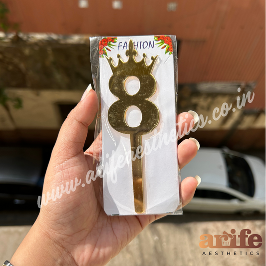 Acrylic Gold Number Topper No. 8