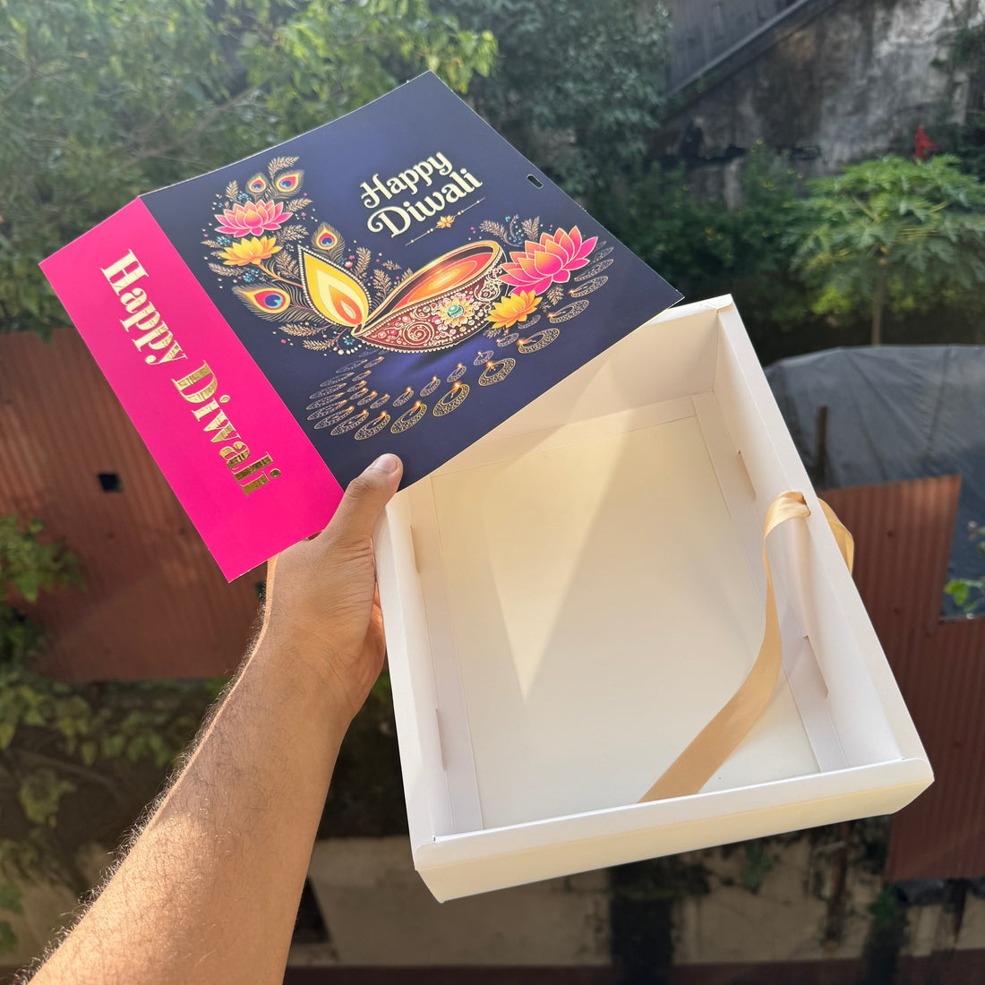 Diwali Foiled Premium Hamper Box with Ribbon 10pc | #B