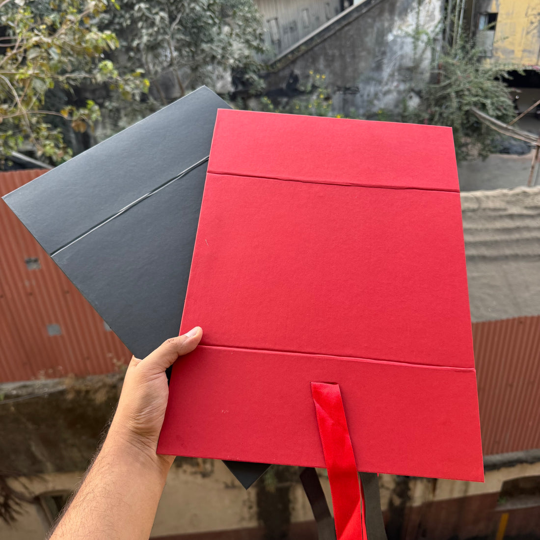 Collapsible Ribbon Trunk Hamper Box Black