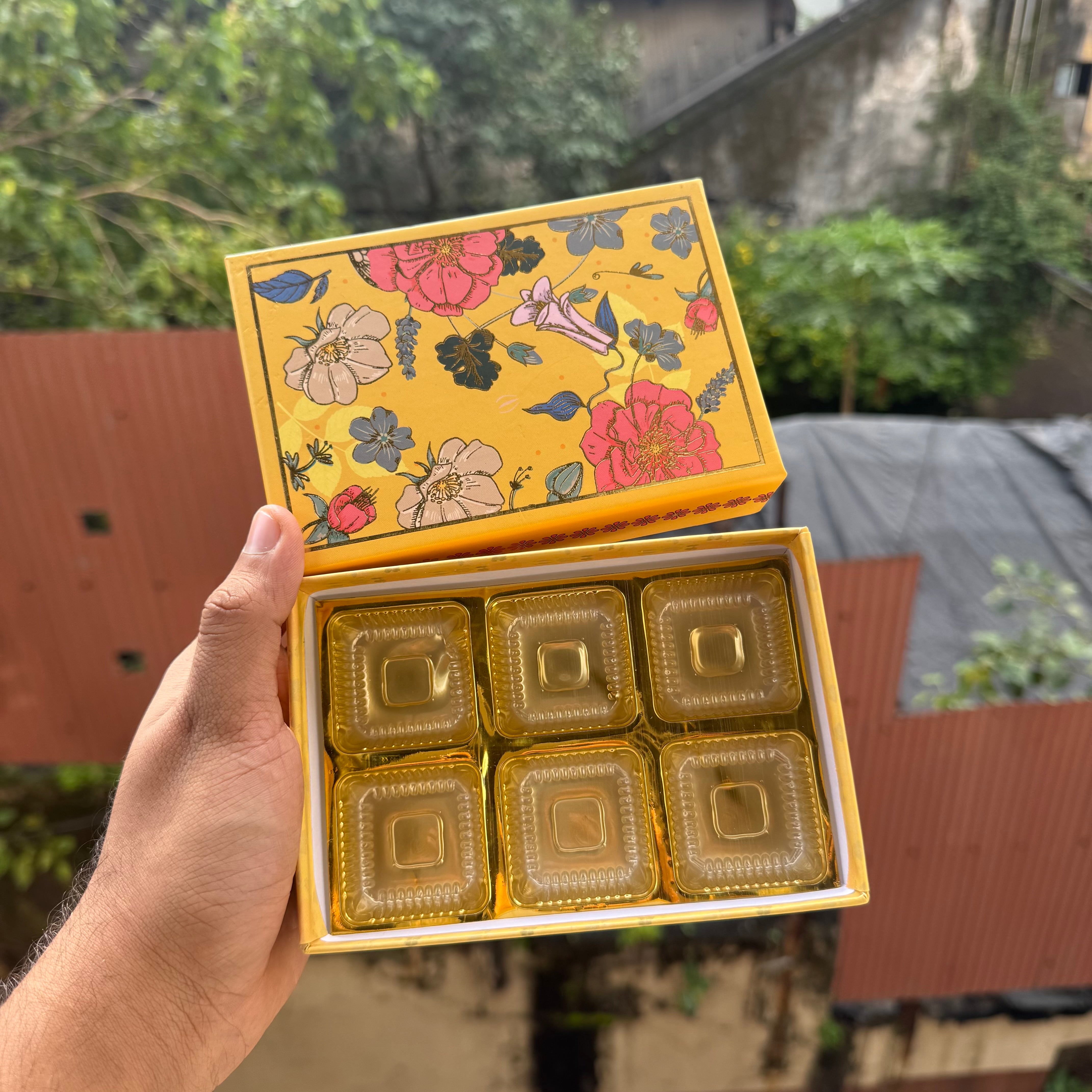 Rigid Top Bottom Box 1pc | Pastel Marigold - With Cavity