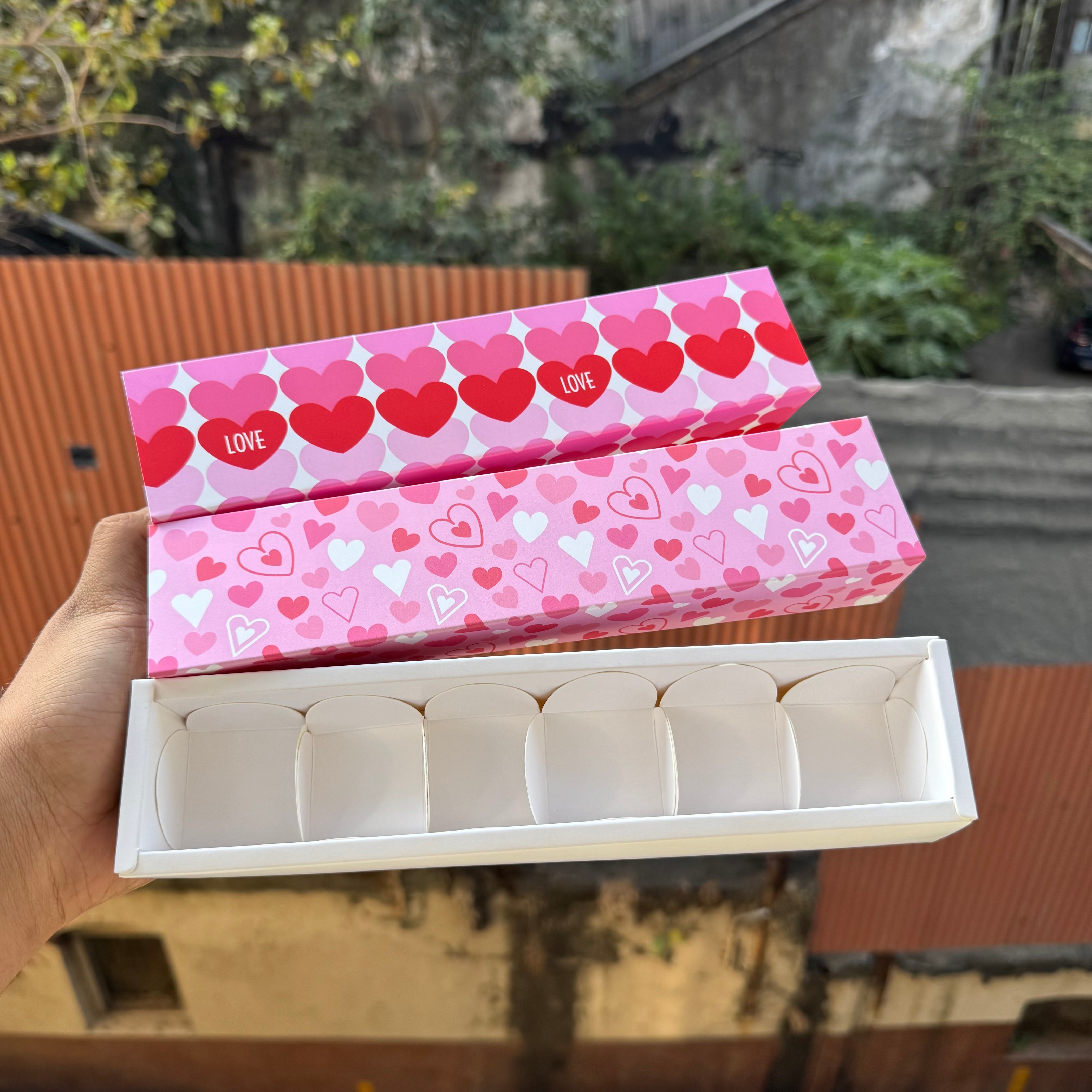 Valentine Premium 6 Cavity Box Mini Brownies , Candles , Macaroon and more (10pc)