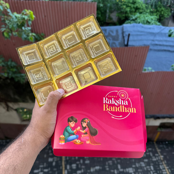 Rakhi 12 Cavity Chocolate Box (With Cavity) - 10 pc Set • 12Cavity Size