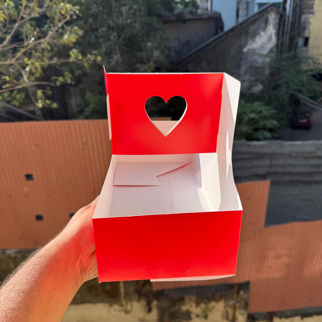 Valentine Red Heart Handle Hamper Box (10pc)