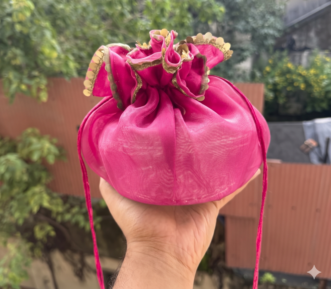 Organza Ribbon Potli (10pc) ~ Pink
