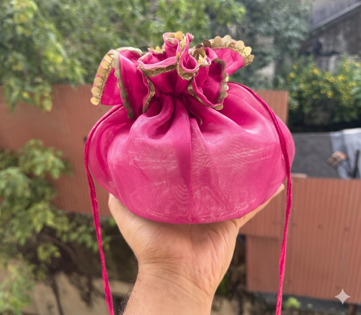 Organza Ribbon Potli (10pc) ~ Pink
