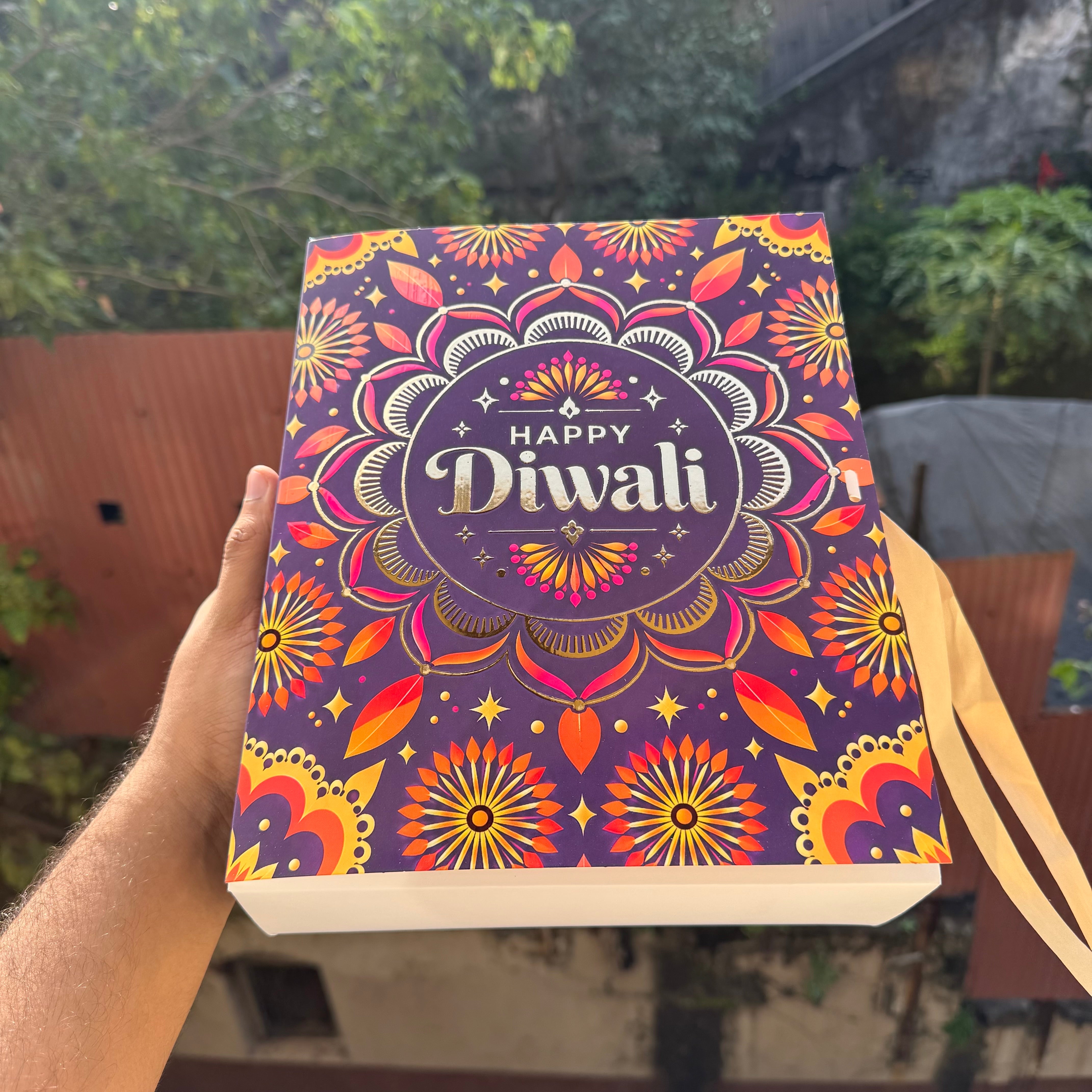Diwali Foiled Premium Hamper Box with Ribbon 10pc | #D