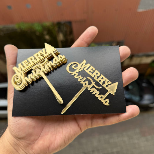 Merry Christmas Tree Acrylic Topper / Tag (10 pc)