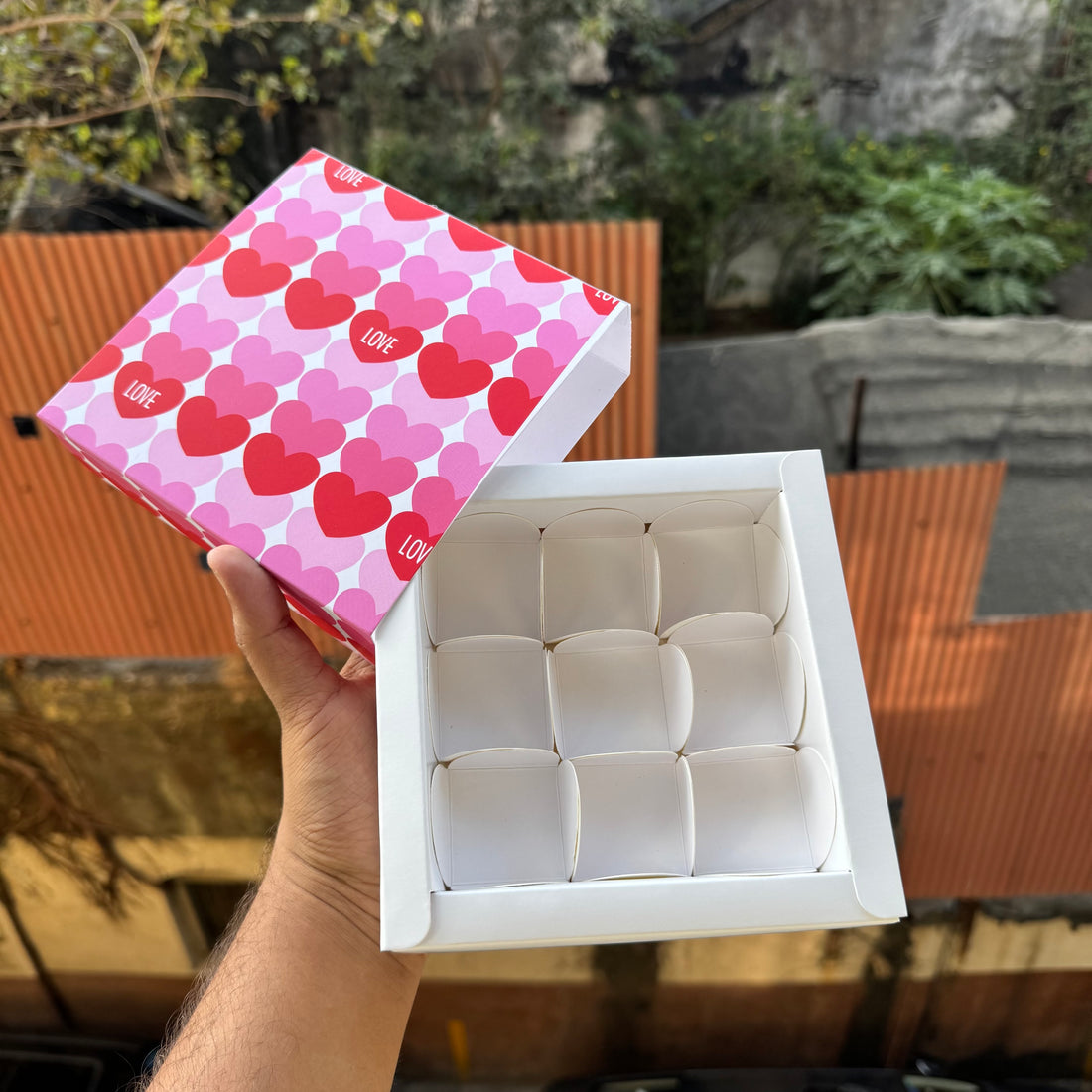Premium Valentine 9 Cavity Box for  Brownies , Candles , Macaroons and more (10pc)
