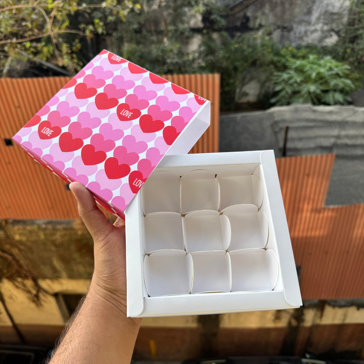 Premium Valentine 9 Cavity Box for  Brownies , Candles , Macaroons and more (10pc)