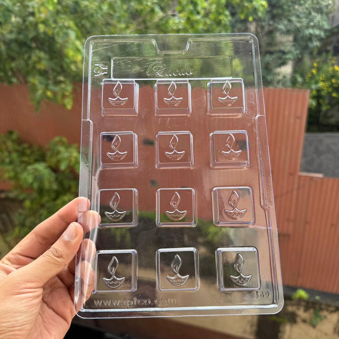 Diwali Square PVC Chocolate Mould - Diya