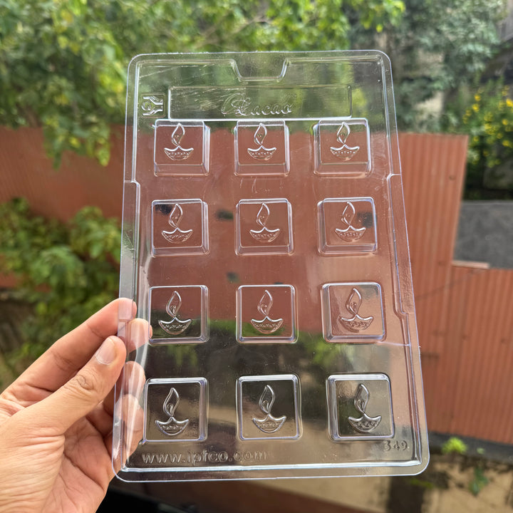 Diwali Square PVC Chocolate Mould - Diya