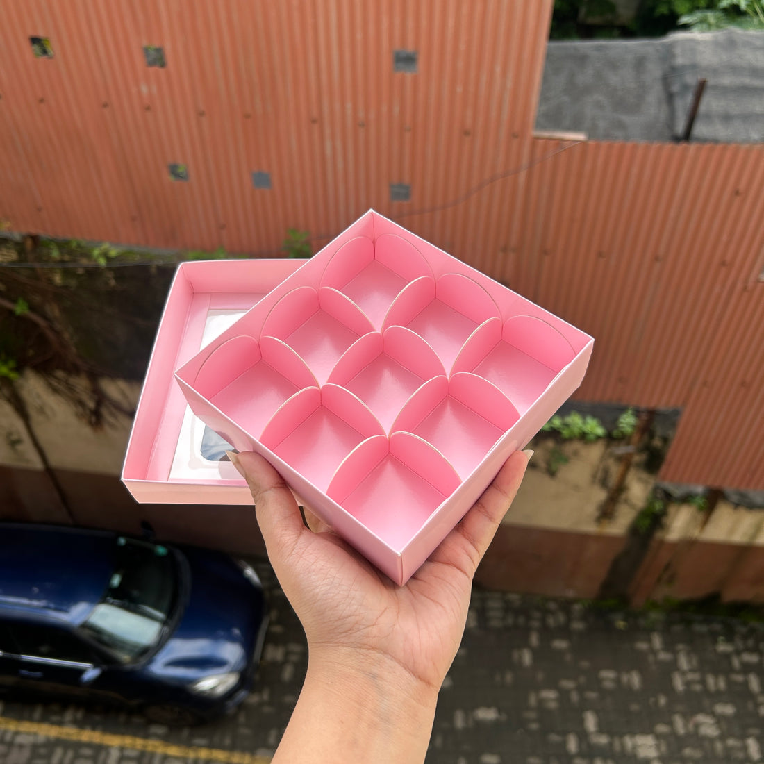 9 Cavity Top Bottom Premium Box For Chocolates / Candles / Mini Brownie / Truffles and more (10pc)